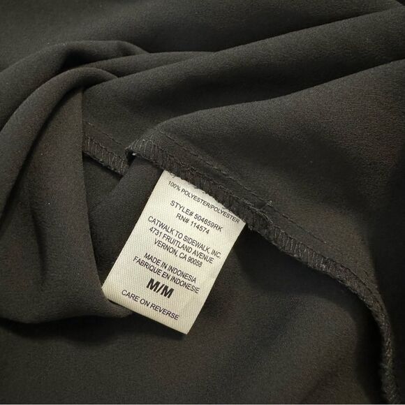 Pleione Black Cap Sleeve Blouse Size Medium - Picture 5 of 5